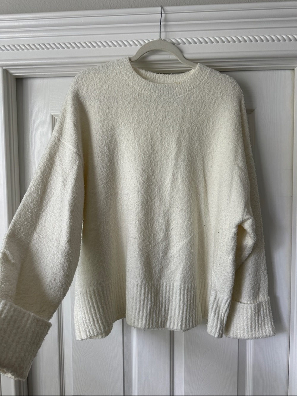 Cozy Cream Textured Crewneck Sweater